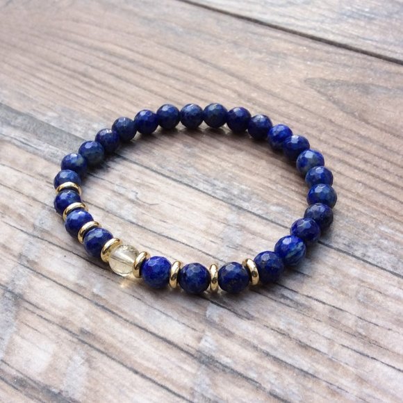 Lapis bracelet with Citrine, Crystal healing bracelet - Picture 5 of 10